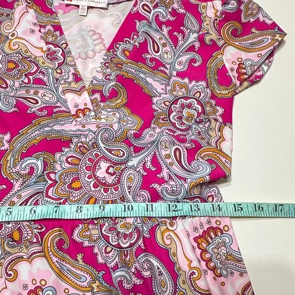 Jude Connally Libby Midi Dress Womens XS Paisley Tiered Short Sleeve Jude Cloth - Picture 9 of 10